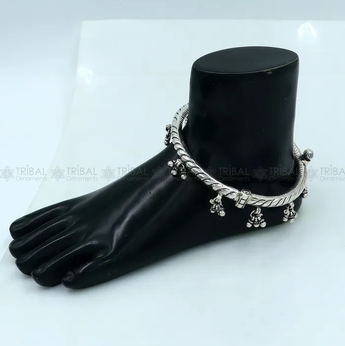 925 sterling silver stylish design ankle kada ankle bangle bracelet with gorgeous foot kada nsfk123 TRIBAL ORNAMENTS Bracelets