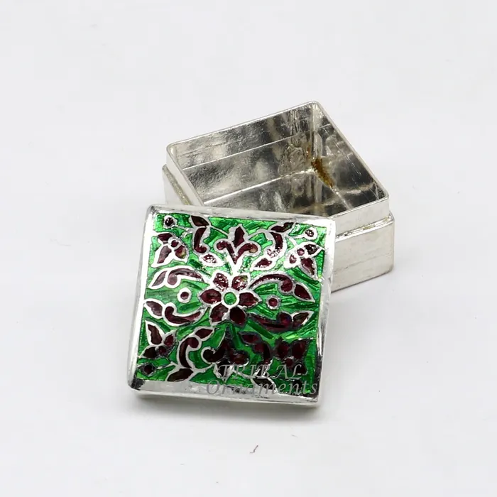 925 sterling silver trinket box kajal boxcasket box bridal square shape box collection container box eyeliner box gifting art stb731 TRIBAL ORNAMENTS Rings 925 sterling silver trinket box kajal boxcasket box bridal square shape box collection container box eyeliner box gifting art stb731 TRIBAL ORNAMENTS Rings