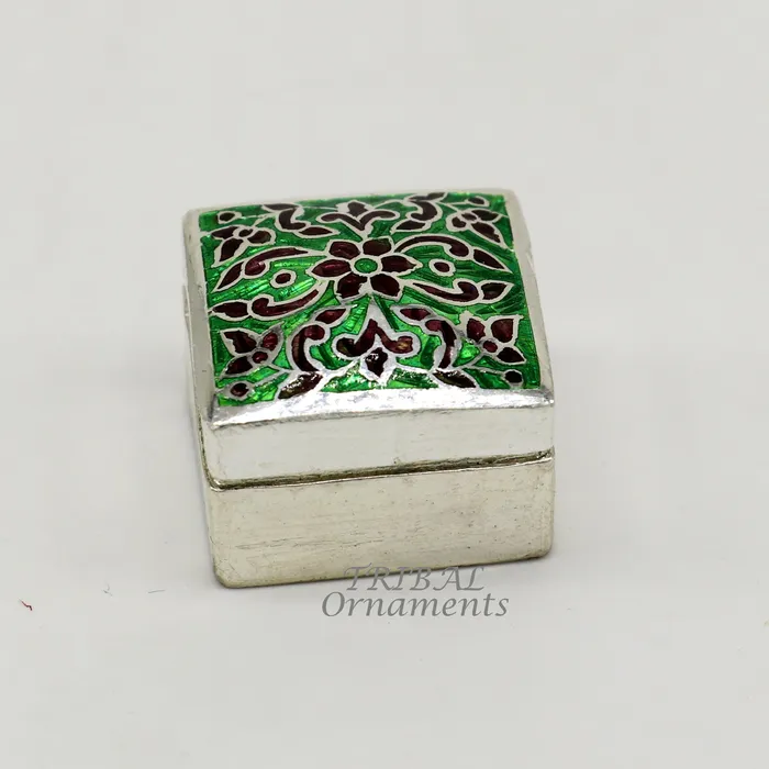 925 sterling silver trinket box kajal boxcasket box bridal square shape box collection container box eyeliner box gifting art stb731 TRIBAL ORNAMENTS Rings