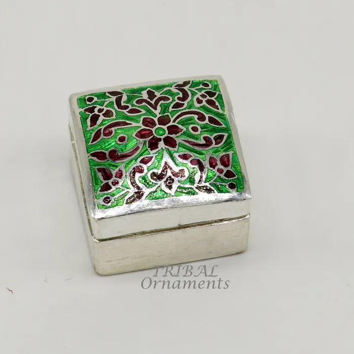 925 sterling silver trinket box kajal boxcasket box bridal square shape box collection container box eyeliner box gifting art stb731 TRIBAL ORNAMENTS Rings