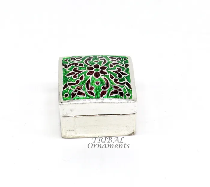 925 sterling silver trinket box kajal boxcasket box bridal square shape box collection container box eyeliner box gifting art stb731 TRIBAL ORNAMENTS Rings