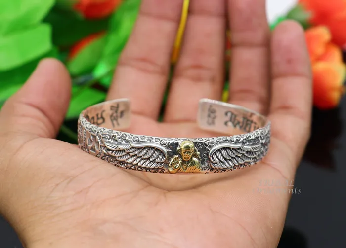925 sterling silver vintage antique design handmade chitai work Sai baba design adjustable bangle bracelet kada customized jewelry cuff100 TRIBAL ORNAMENTS Bracelets