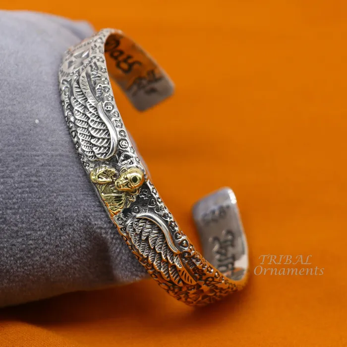 925 sterling silver vintage antique design handmade chitai work Sai baba design adjustable bangle bracelet kada customized jewelry cuff100 TRIBAL ORNAMENTS Bracelets