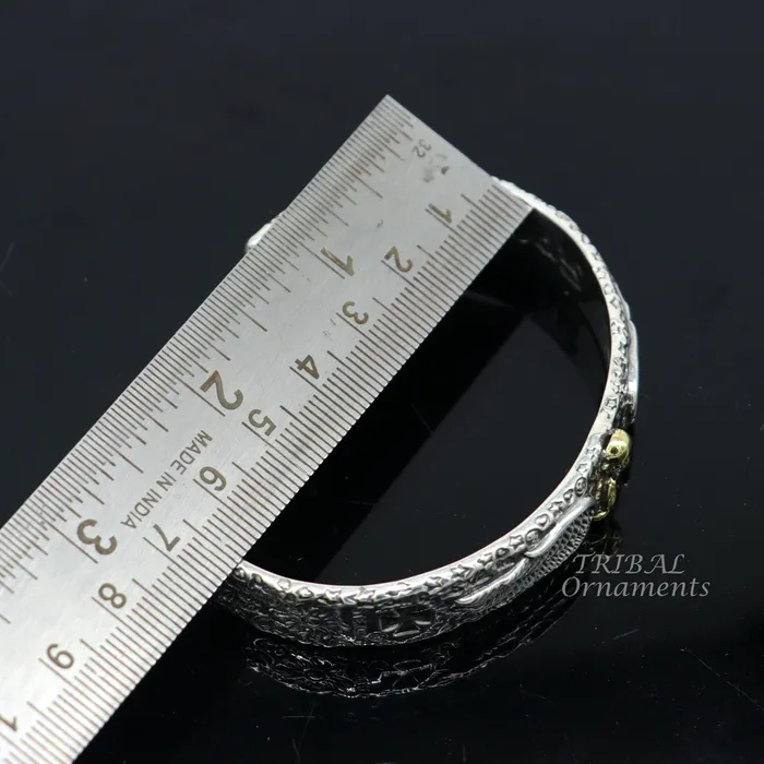 925 sterling silver vintage antique design handmade chitai work Sai baba design adjustable bangle bracelet kada customized jewelry cuff100 TRIBAL ORNAMENTS Bracelets