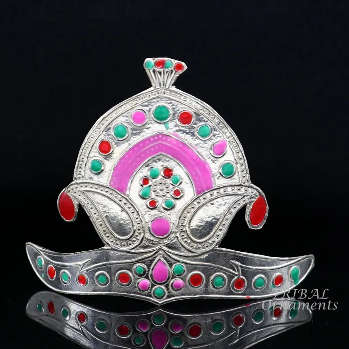925 sterling silver vintage antique design mukut crown amazing handmade enamel work design silver god crown home temple god hat su875 TRIBAL ORNAMENTS Rings 925 sterling silver vintage antique design mukut crown amazing handmade enamel work design silver god crown home temple god hat su875 TRIBAL ORNAMENTS Rings