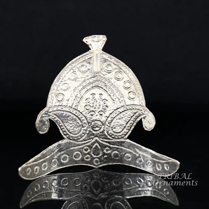 925 sterling silver vintage antique design mukut crown amazing handmade enamel work design silver god crown home temple god hat su875 TRIBAL ORNAMENTS Rings