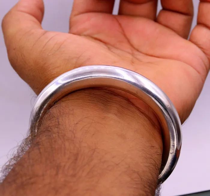 925 sterling silver vintage plain design handmade open face adjustable bangle bracelet kada cuff bracelet for unisex gifting india nsk228 TRIBAL ORNAMENTS Bracelets