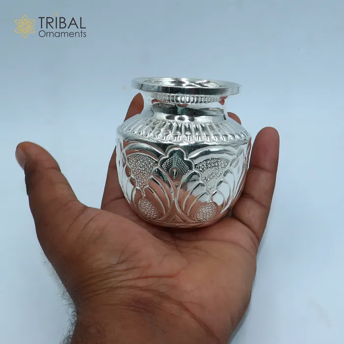 925sterling silver handmade Kalash or pot unique special silver puja article water or milk shiva kalash pot india so1065 TRIBAL ORNAMENTS Rings