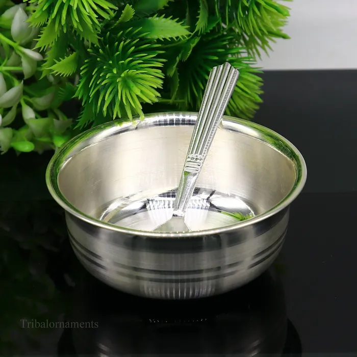 999 fine solid silver handmade small bowl for baby serving pure silver vessel silver utensils home kitchen accessories puja bowl sv224 TRIBAL ORNAMENTS Necklaces