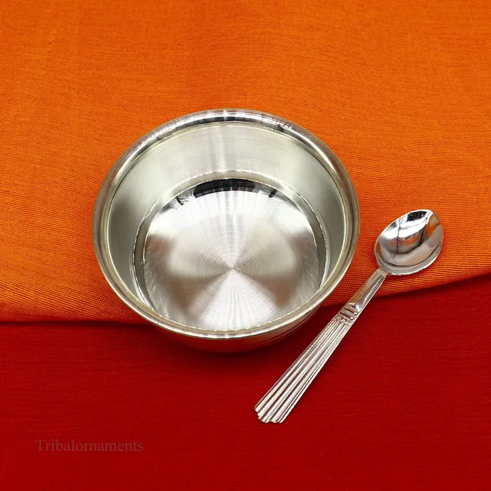 999 fine solid silver handmade small bowl for baby serving pure silver vessel silver utensils home kitchen accessories puja bowl sv224 TRIBAL ORNAMENTS Necklaces
