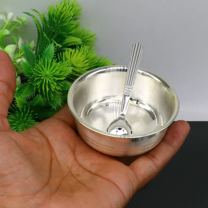 999 fine solid silver handmade small bowl for baby serving pure silver vessel silver utensils home kitchen accessories puja bowl sv224 TRIBAL ORNAMENTS Necklaces