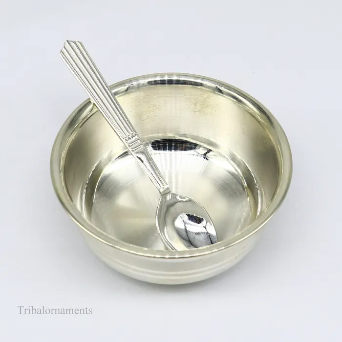 999 fine solid silver handmade small bowl for baby serving pure silver vessel silver utensils home kitchen accessories puja bowl sv224 TRIBAL ORNAMENTS Necklaces