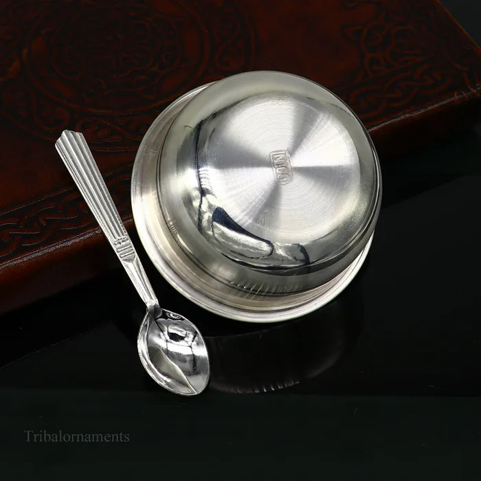 999 fine solid silver handmade small bowl for baby serving pure silver vessel silver utensils home kitchen accessories puja bowl sv224 TRIBAL ORNAMENTS Necklaces