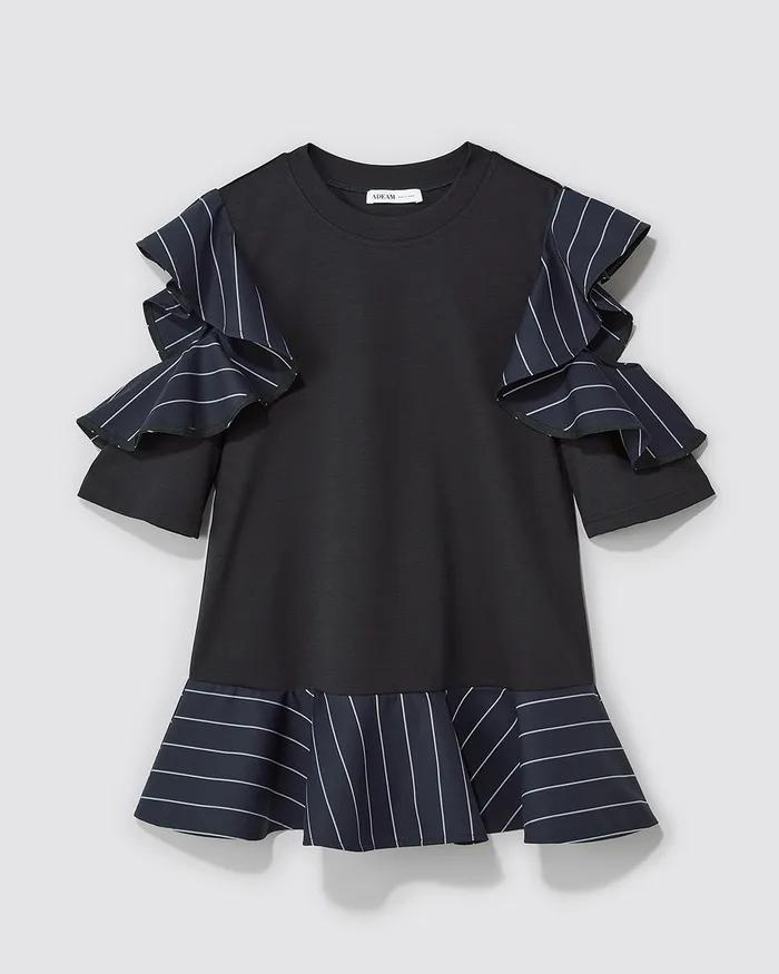 ADEAM Earrings Chandelier Tshirt in Midnight Stripe Blue ADEAM Earrings Chandelier Tshirt in Midnight Stripe Blue