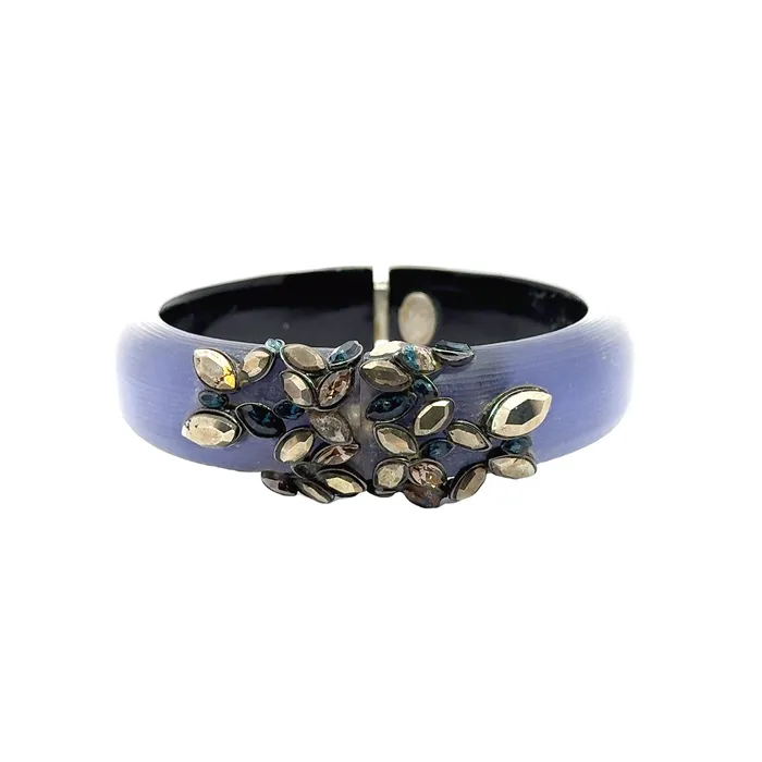 Alexis Bittar Bracelets PreOwned Alexis Bittar Blue Lucite and Crystal Hinged Bangle Alexis Bittar Bracelets PreOwned Alexis Bittar Blue Lucite and Crystal Hinged Bangle