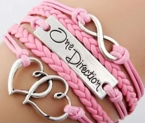 alice Bracelets AZ1334 Light Pink One Direction Heart Infinity Layer Leather Bracelet alice Bracelets AZ1334 Light Pink One Direction Heart Infinity Layer Leather Bracelet