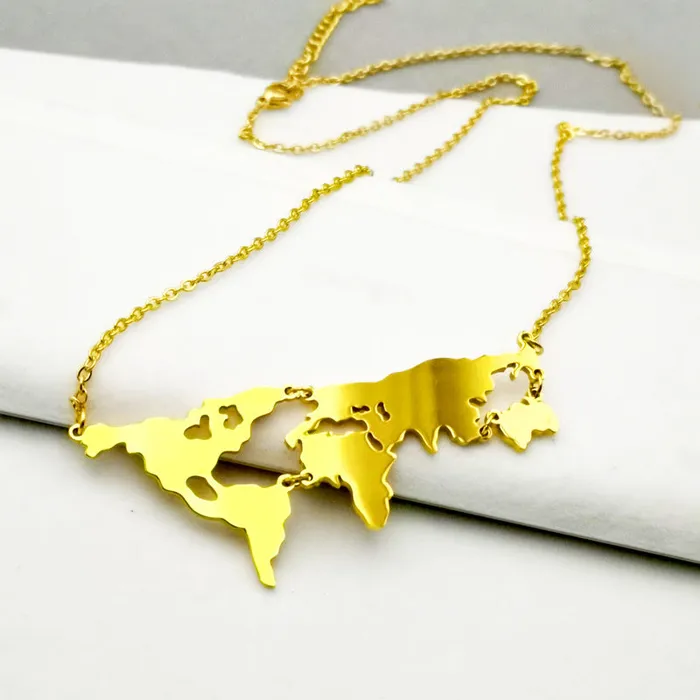 alice Necklaces AZ51 Gold Map Necklace with FREE EARRINGS