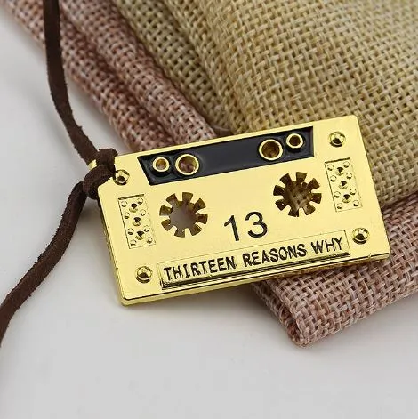 alice Necklaces AZ939 Gold Cassette on Leather Cord Necklace with FREE EARRINGS