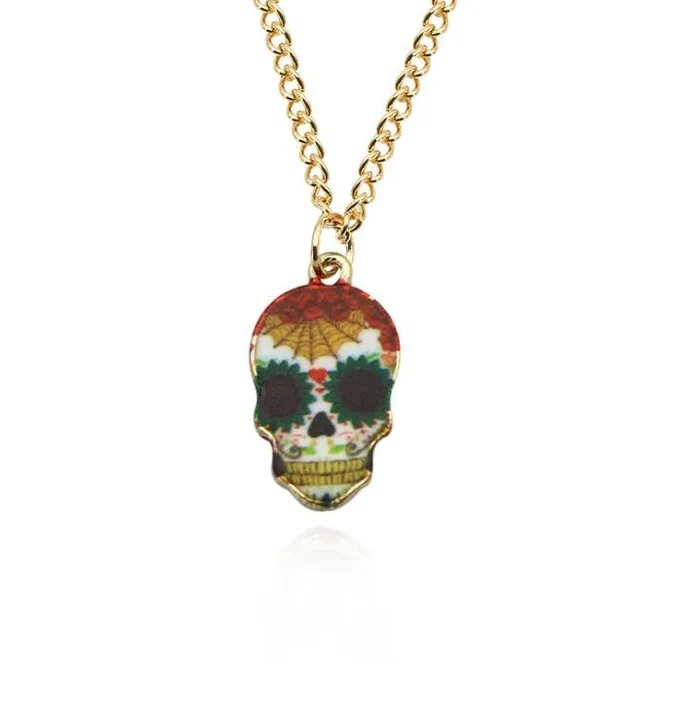Alice Necklaces N1042 Gold Chain Small Metal Sugar Skull Necklace with FREE Earrings Alice Necklaces N1042 Gold Chain Small Metal Sugar Skull Necklace with FREE Earrings