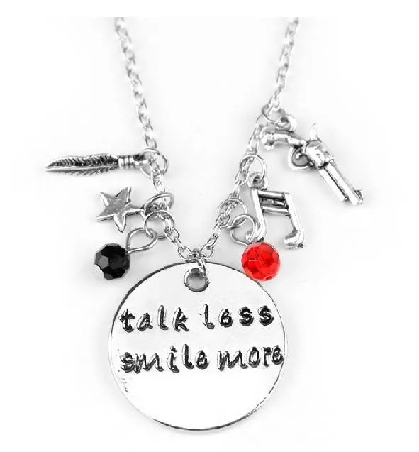 alice Necklaces N1942 Silver Talk Less Smile More Necklace with FREE EARRINGS