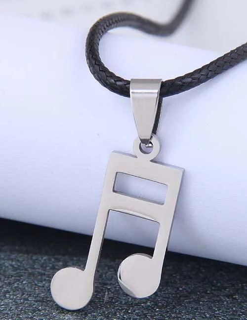 alice Necklaces N1986 Silver Stainless Steel Music Note Necklace with Free Earrings alice Necklaces N1986 Silver Stainless Steel Music Note Necklace with Free Earrings