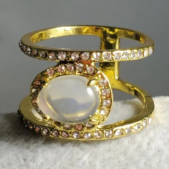 alice Rings R202 Gold Opal Gem Rhinestone Ring