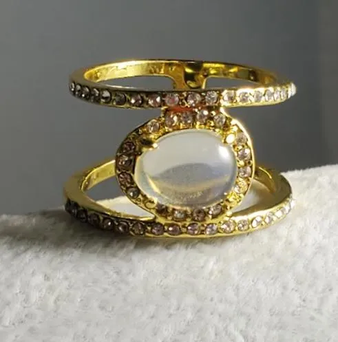 alice Rings R202 Gold Opal Gem Rhinestone Ring