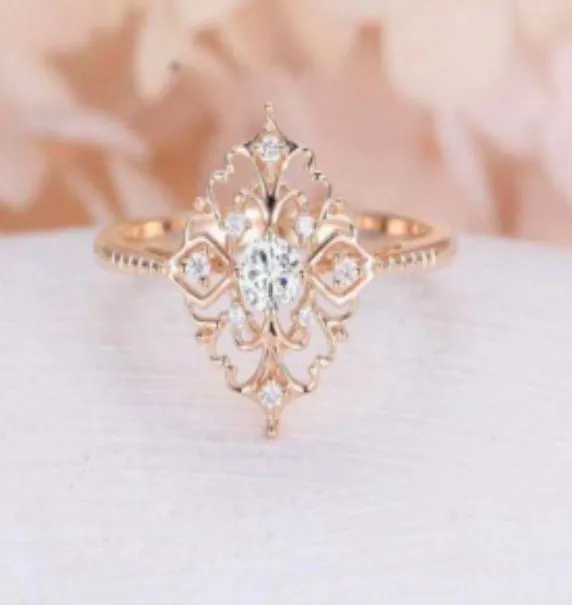 alice Rings R31 Gold Diamond Cross Design Rhinestone Ring