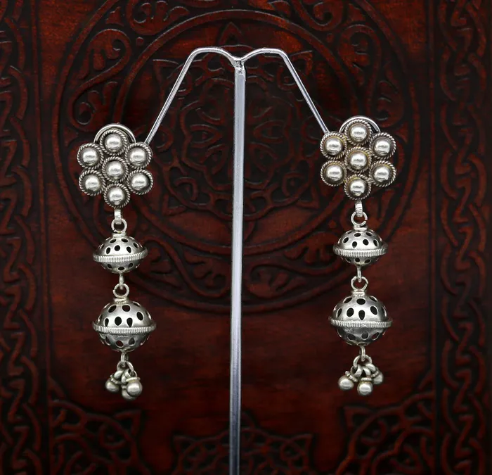 Amazing 925 sterling silver handmade customized vintage antique style drop dangle peacock stud earring tribal belly dance jewelry ear475 TRIBAL ORNAMENTS Earrings