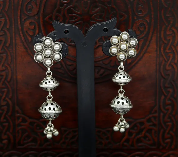Amazing 925 sterling silver handmade customized vintage antique style drop dangle peacock stud earring tribal belly dance jewelry ear475 TRIBAL ORNAMENTS Earrings
