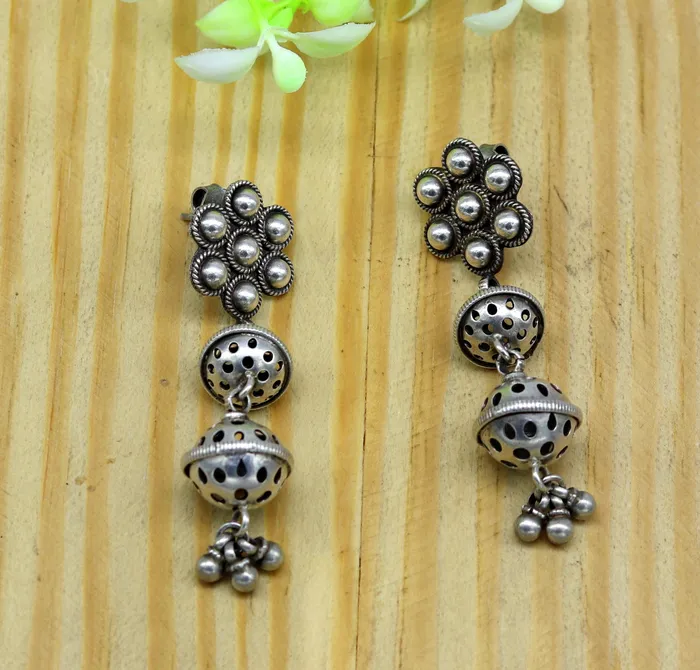 Amazing 925 sterling silver handmade customized vintage antique style drop dangle peacock stud earring tribal belly dance jewelry ear475 TRIBAL ORNAMENTS Earrings