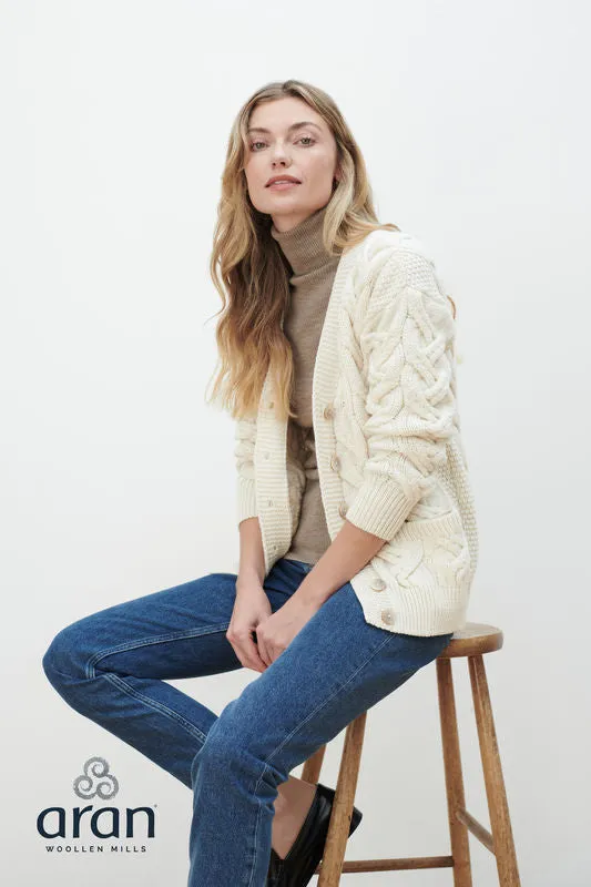 Aran Woollen Mills Earrings Super Soft Merino Wool Chunky Cable Knit Cardigan
