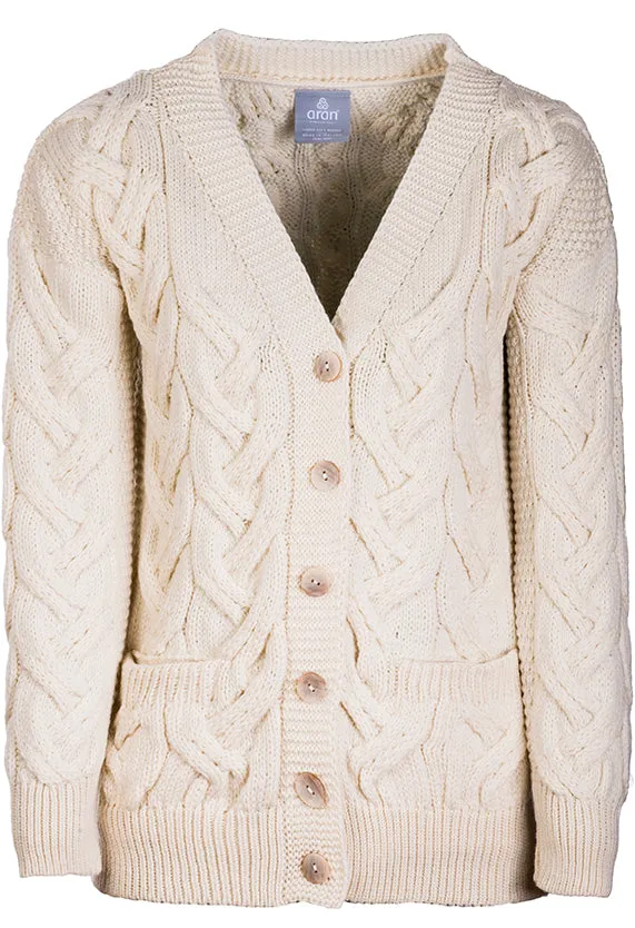 Aran Woollen Mills Earrings Super Soft Merino Wool Chunky Cable Knit Cardigan