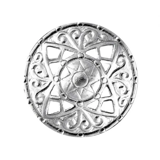 Art Pewter Earrings Compass Brooch