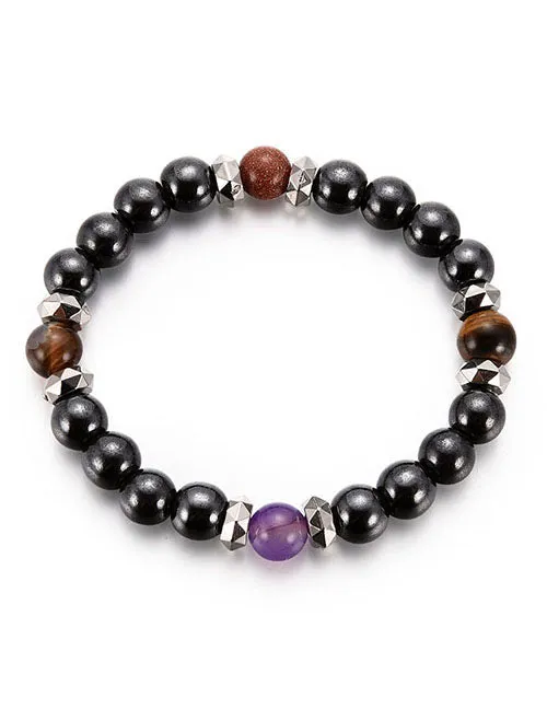 B117 Purple Brown Black Bead Ankle Bracelet 02 Bracelets