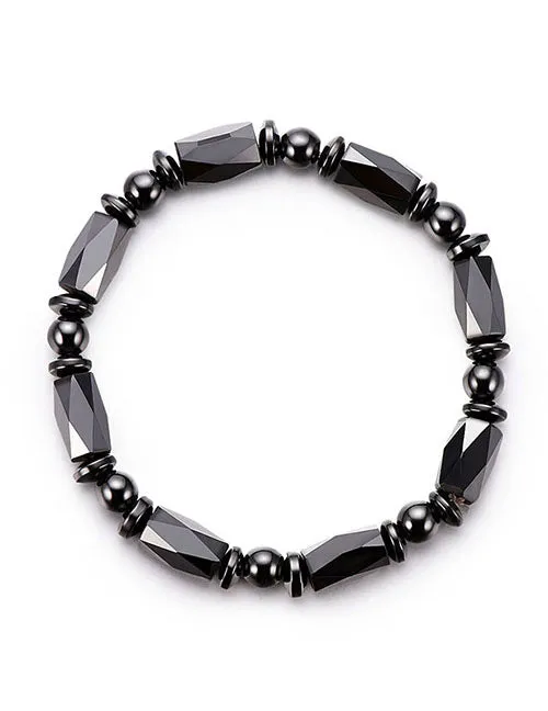 B435 Magnetic Hematite Black Stretch Bracelets 02 Rings