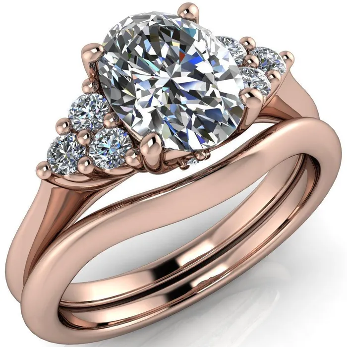 Biddle Oval Lab Grown Diamond Center Stone Trio Side Diamonds Engagement Ring Fire Brilliance Rings Biddle Oval Lab Grown Diamond Center Stone Trio Side Diamonds Engagement Ring Fire Brilliance Rings