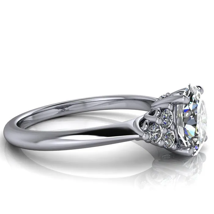 Biddle Oval Lab Grown Diamond Center Stone Trio Side Diamonds Engagement Ring Fire Brilliance Rings