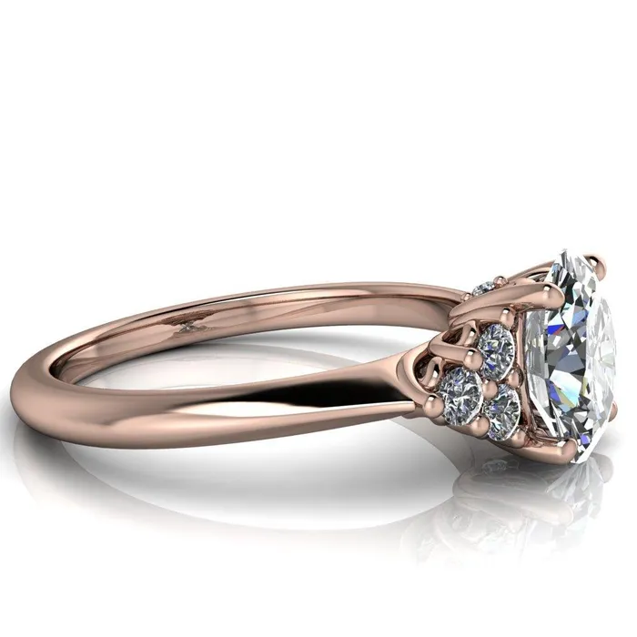 Biddle Oval Lab Grown Diamond Center Stone Trio Side Diamonds Engagement Ring Fire Brilliance Rings