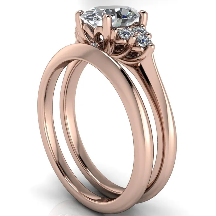 Biddle Oval Lab Grown Diamond Center Stone Trio Side Diamonds Engagement Ring Fire Brilliance Rings