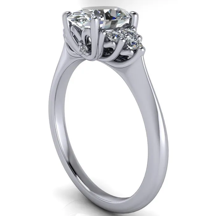 Biddle Oval Lab Grown Diamond Center Stone Trio Side Diamonds Engagement Ring Fire Brilliance Rings