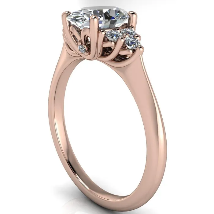 Biddle Oval Lab Grown Diamond Center Stone Trio Side Diamonds Engagement Ring Fire Brilliance Rings