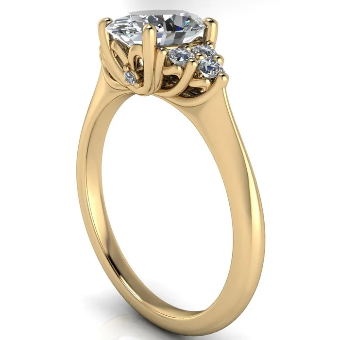 Biddle Oval Lab Grown Diamond Center Stone Trio Side Diamonds Engagement Ring Fire Brilliance Rings