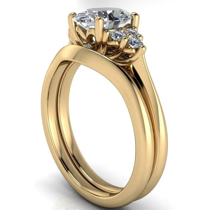 Biddle Oval Lab Grown Diamond Center Stone Trio Side Diamonds Engagement Ring Fire Brilliance Rings