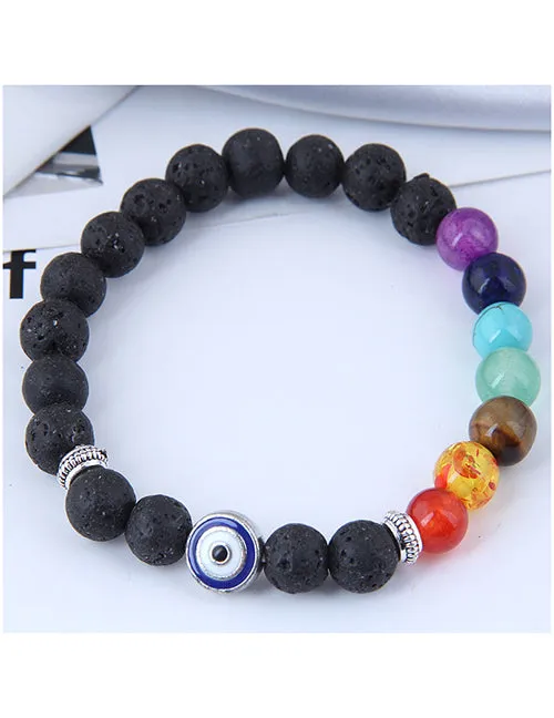 Bracelets 02 B580 Blue Eye Multi Color Bead Bracelet
