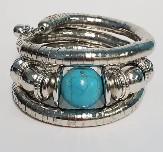 Bracelets 02 B61 Turquoise Silver Color Bracelet
