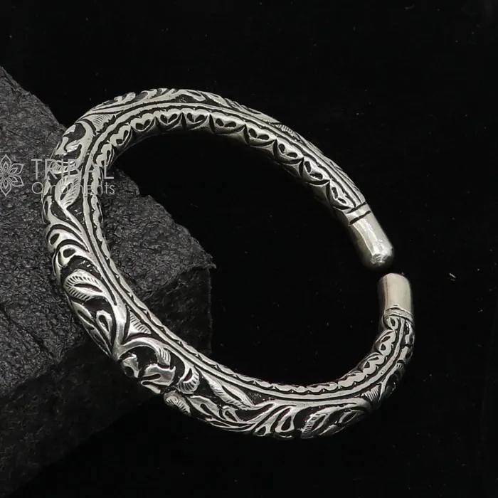 Bracelets 925 Sterling silver handmade fabulous chitai work customized bangle bracelet kada with pearl unisex personalized tribal jewelry nsk811 TRIBAL ORNAMENTS