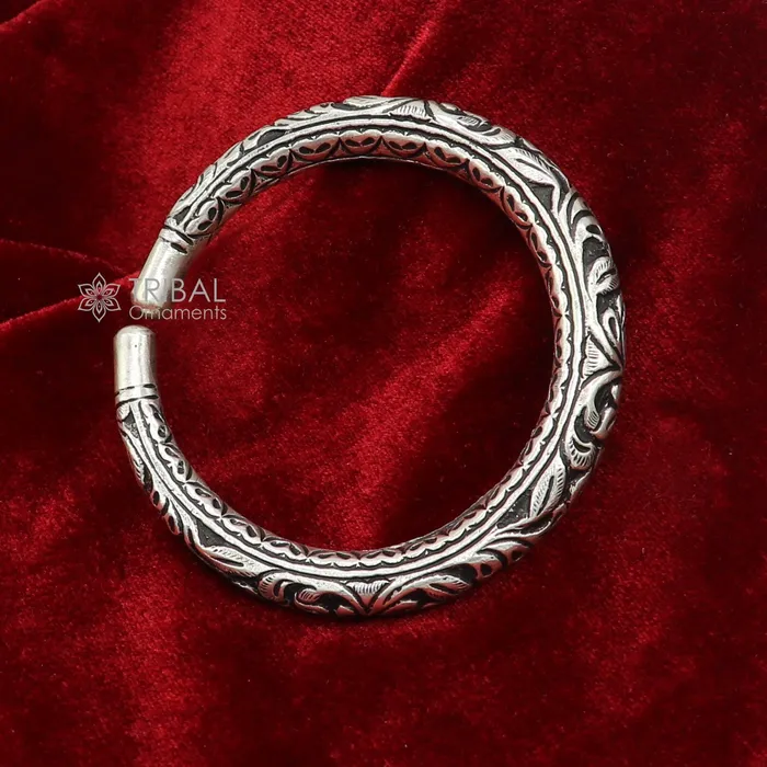 Bracelets 925 Sterling silver handmade fabulous chitai work customized bangle bracelet kada with pearl unisex personalized tribal jewelry nsk811 TRIBAL ORNAMENTS