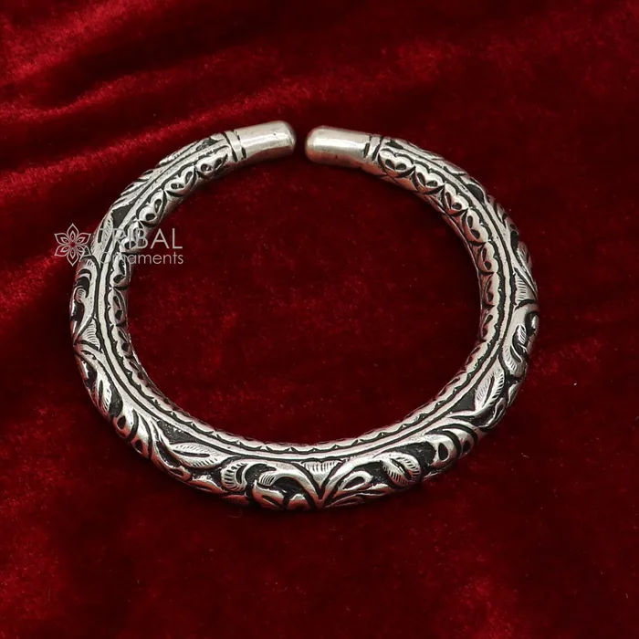 Bracelets 925 Sterling silver handmade fabulous chitai work customized bangle bracelet kada with pearl unisex personalized tribal jewelry nsk811 TRIBAL ORNAMENTS
