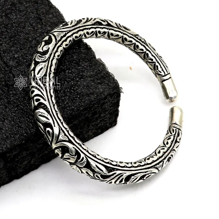 Bracelets 925 Sterling silver handmade fabulous chitai work customized bangle bracelet kada with pearl unisex personalized tribal jewelry nsk811 TRIBAL ORNAMENTS